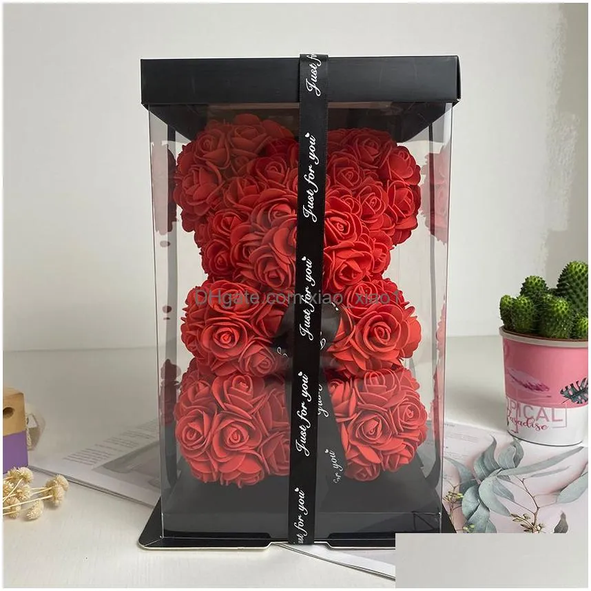  25cm soap foam bear of roses teddi bear rose flower artificial year gifts for women valentines gift christmas