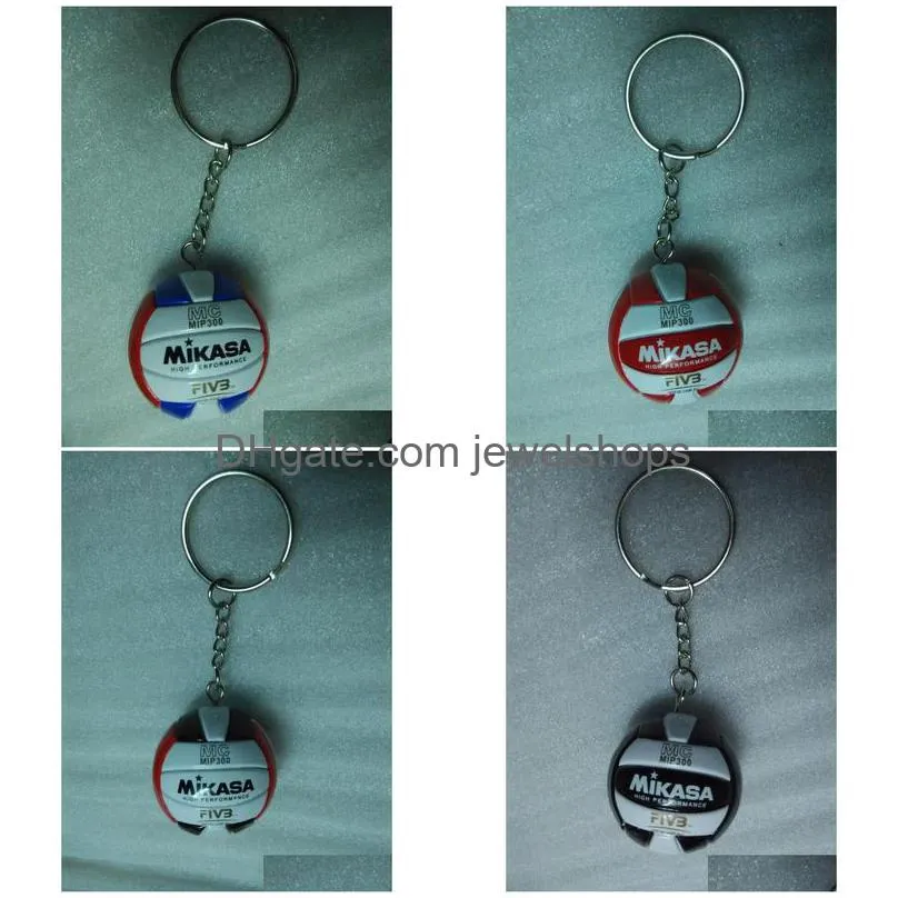 Key Rings 5 Pcs Volleyball Keychain Business Birthday Pvc Gifts Top Football Beach Ball Key Ring Bag Pendant Charms Drop Delivery Jew Dh5Nz