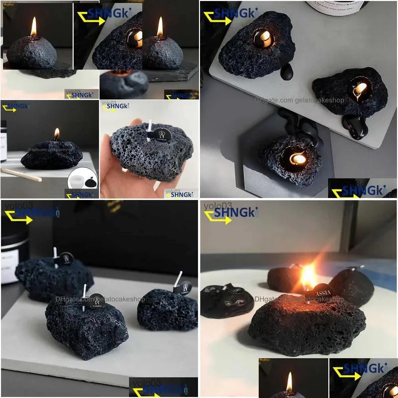 scented candle mini stone shape scented candles mold black geometry fragance candle molds nordic style home decor  baking mould