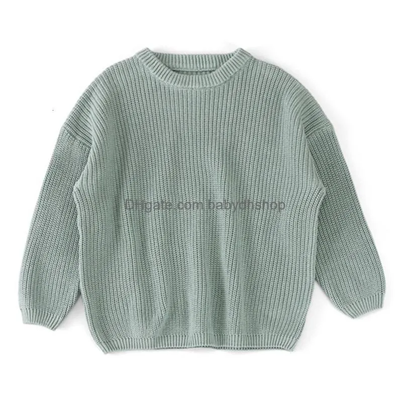 pullover kids sweater autumn winter boy girl casual solid crewneck tops soft thick children clothing baby sweaters knit wool clothes 0-5y