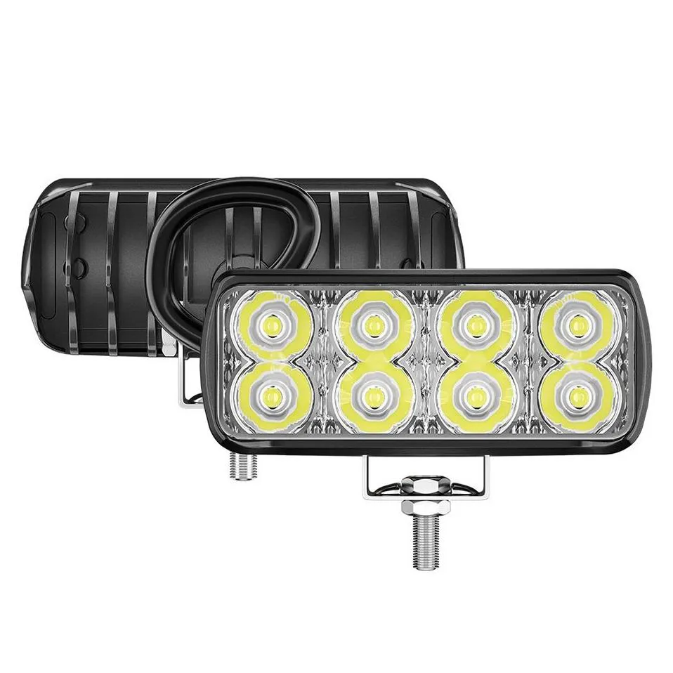 8 LED Work Light Strong Bright Flashing Lamp With Adjustable Mounting Bracket Waterproof LED Car Bulb Cool Reflector Working Lights