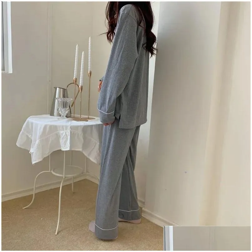 Women`s Sleepwear Casual Pajama Autumn and Winter 2023 Pure Cotton Long Sleeves Pants Sweet School Style Homewear Set 231116