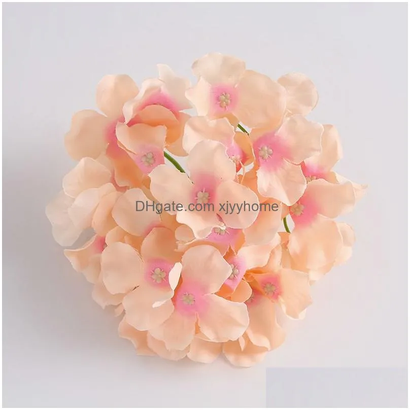 Decorative Flowers & Wreaths 10Pcslot Luxury Colorf Artificial Silk Hydrangea Flowers Head Home Decoration Diy Wedding Flower Wall Wre Dhpxo