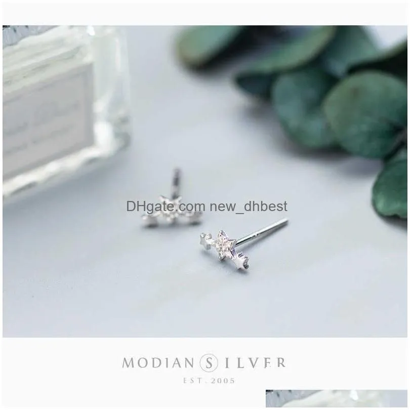 Stud Clear Cz Stars Fashion Stud Earrings For Women 925 Sterling Sier Cute Korean Girls Earings Accessories Oreilles Jewelry 210707 D Dhwhw