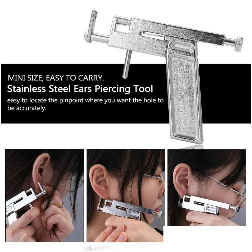 Universal Ear Piercing Gun Stainless Steel Ears Piercing Tool Kit Professional Painless Ear Nose Machine Jewelery Tools