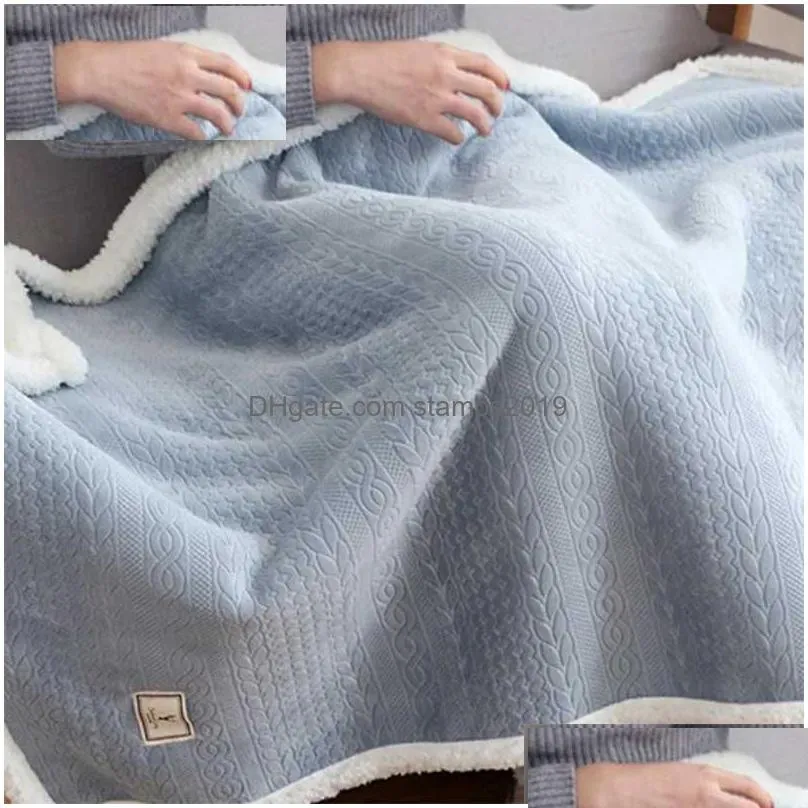 blankets casual flannel blanket thick shawl nap blanket double warm knee cover soft winter office solid color sofa throw