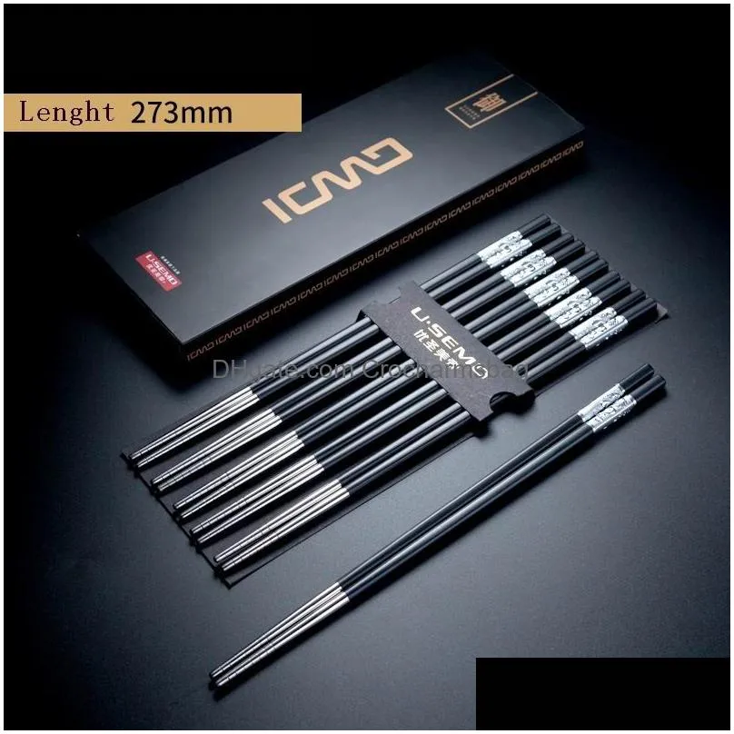 Chopsticks High Quality 100 Pairs Japanese Chopsticks Set 304 Stainless Steel Reusable Travel Gift Drop Delivery Home Garden Kitchen, Dheqj