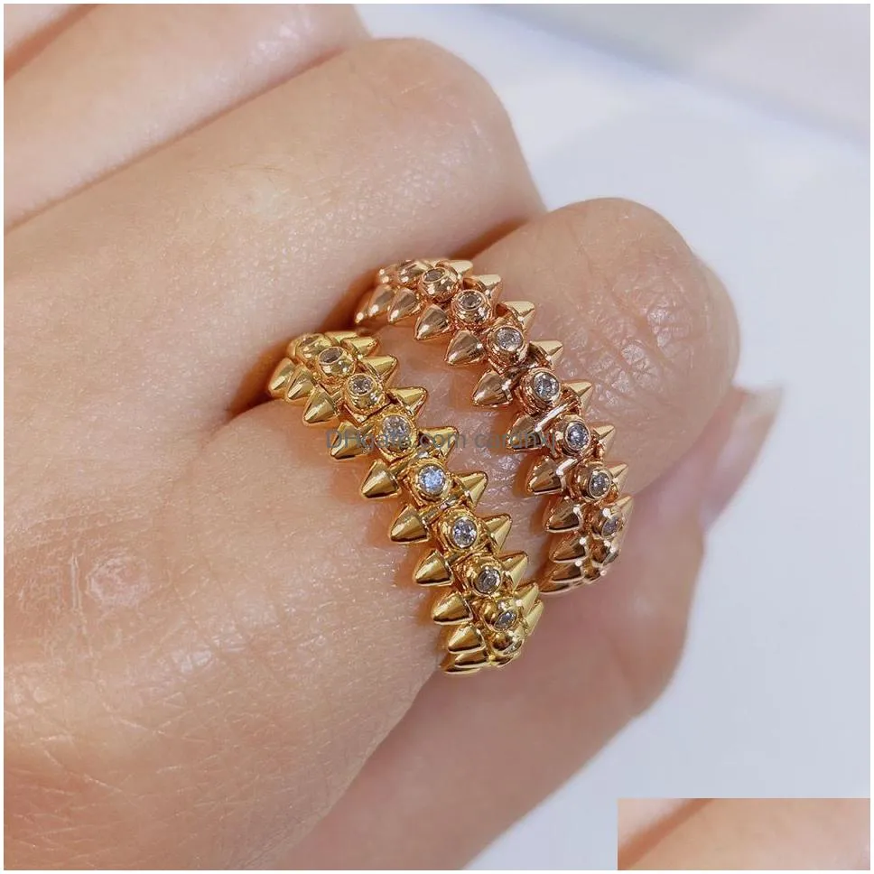 Band Rings Fashion Luxury Ring Clash De Rings Extravagant 18K Gold Sier Cuff Cartis Titanium Steel With Diamond Women Men Lover Jewel Dh8Ur