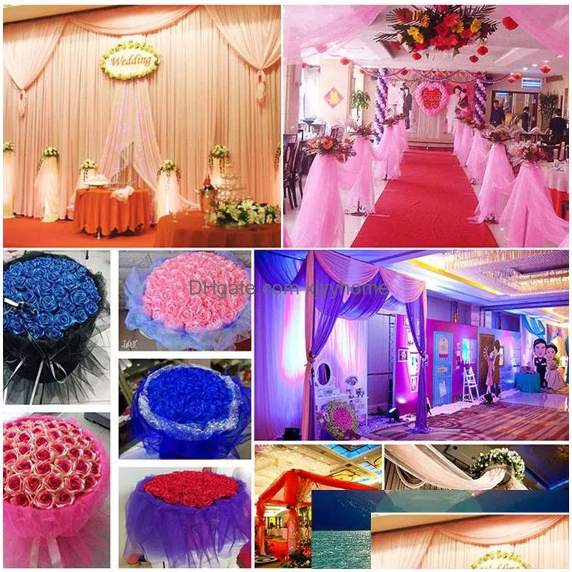Party Decoration Diy 48Cmx5M Organza Tle Fabric Crystal Wedding Arches Snow Yarn Party Decoration Birthday Baby Show 777488325 Drop De Dhhi8