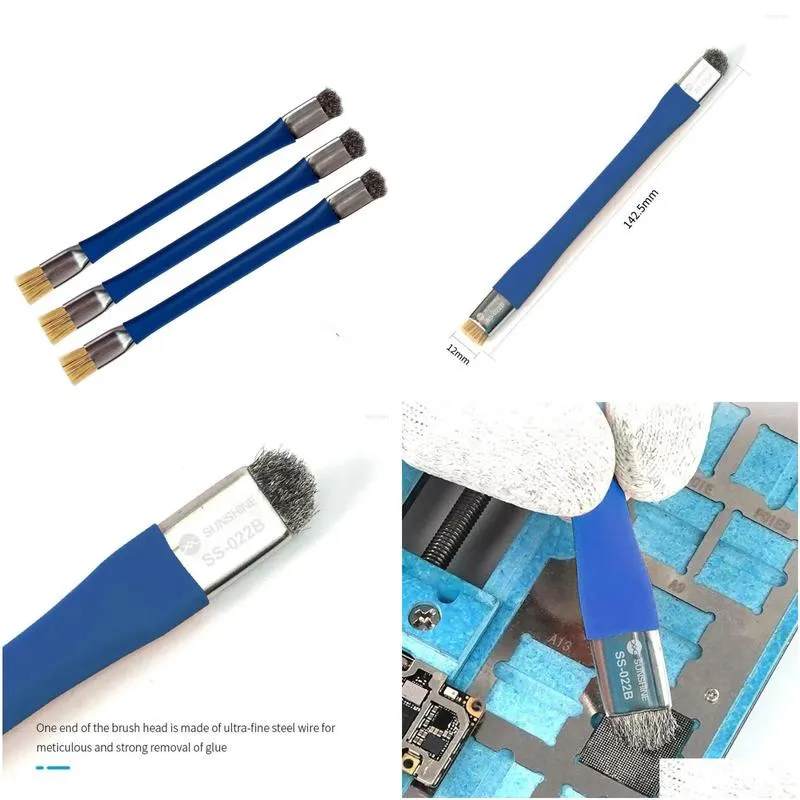 Professional Hand Tool Sets Safe Brush Anti-Static Motherboard PCB Cleaning For Phone Repair Double Head Superfine Steel