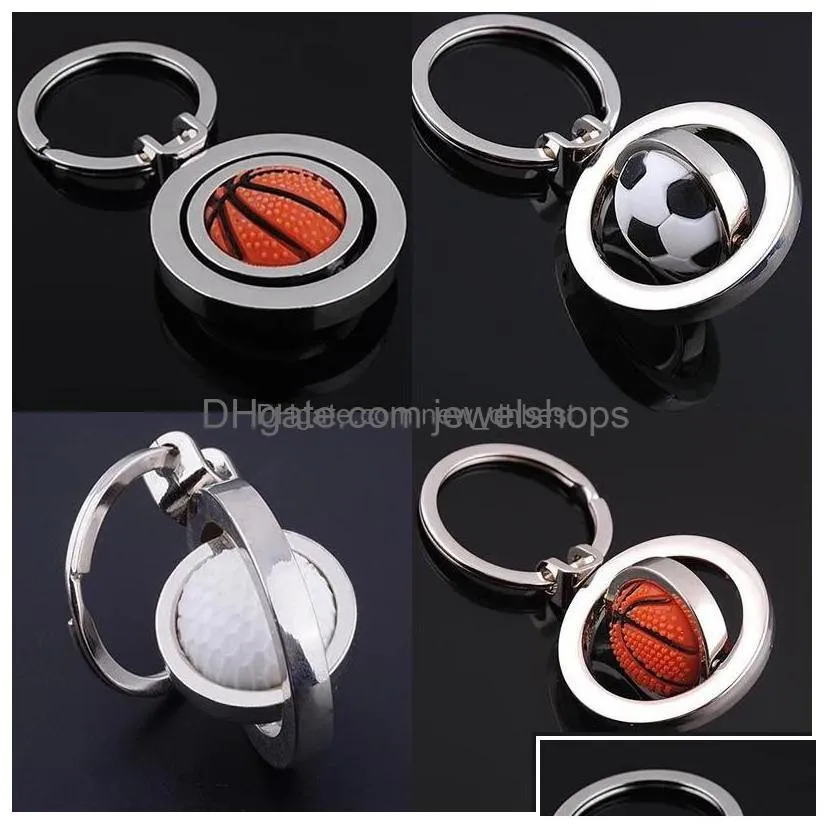 Key Rings Metal Rotatable Basketball Ring Sport Football Golf Keychain Holders Bag Hangs Fashion Jewelry Drop Delivery Dhoyr