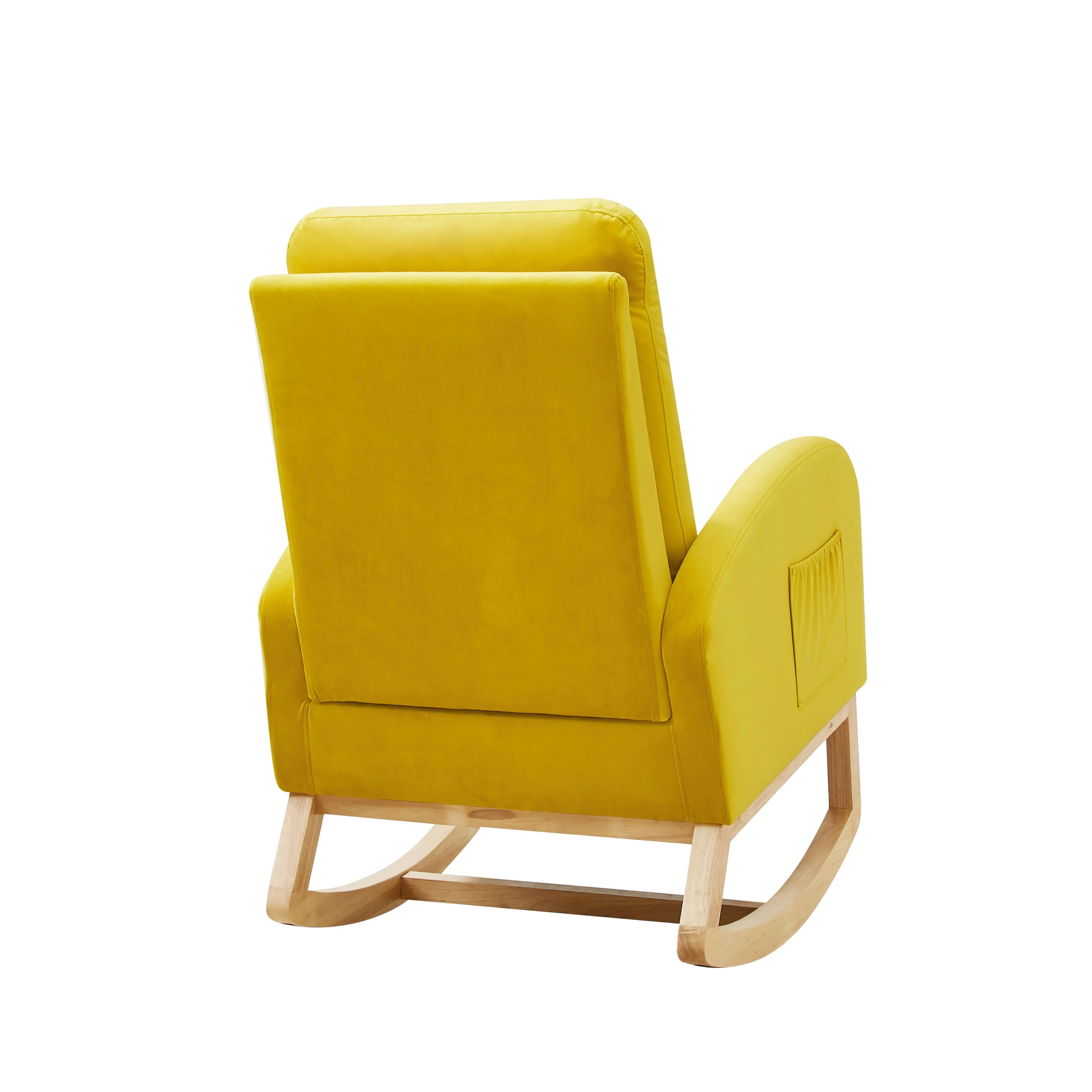 Rocking Chair Mid-Century Modern Rocking Armchair Upholstered Tall Back Accent Glider Rocker,Yellow