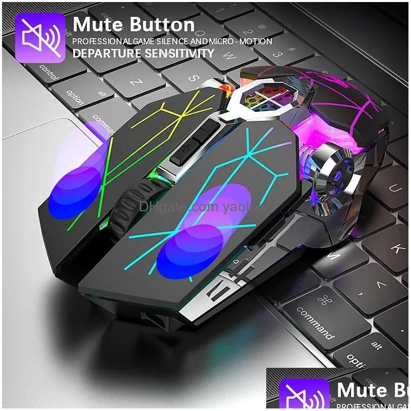 Mice Ziyou Lang X13 Wireless Rechargeable Game Mouse Mute Rgb Gaming Ergonomic Led Backlit Star Black13138239 Drop Delivery Dhltd