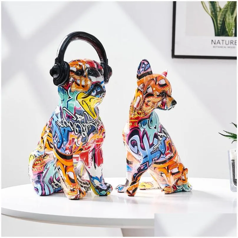 Decorative Objects & Figurines Art Colorf Elephant Scpture Resin Animal Statue Modern Iti Home Living Room Decor Desk Aesthetic Gift 2 Dheiv