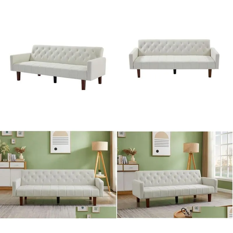 Factory Tufted Back Sofa Mid-Century Convertible Sofa Bed for Living Room