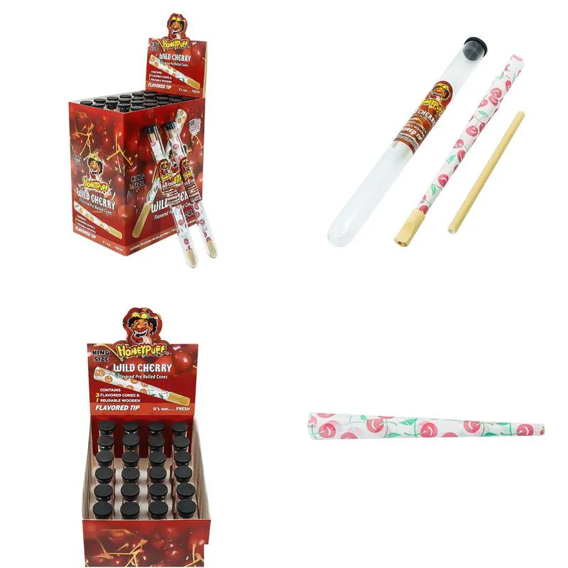 Accessories Smoke Accessories Roll Papers 110Mm Cherry Flavor Cigarette Paper Conical Horn Tube Cigarettes Bong Dab Rig Drop Delivery Dhufp