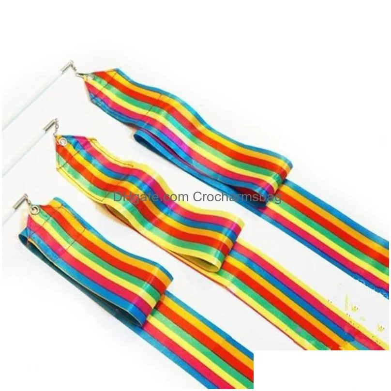 Party Favor 4M Gym Dance Ribbon Rhythmic Art Gymnastic Streamer Baton Twirling Rod Df1210 Drop Delivery Dhkz6