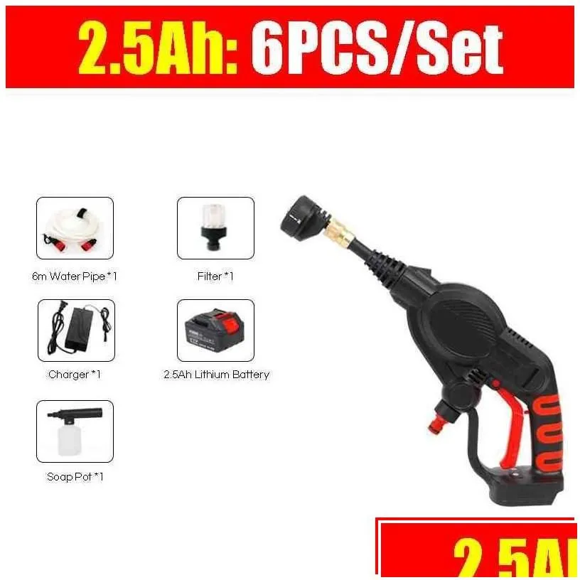 Car Washer 21V 2.6Mpa Cordless Wireless Handheld High Pressure Cleaner For Cleaning Wash Gun Nozzles Tip 6M Pipe Filter Drop Delivery