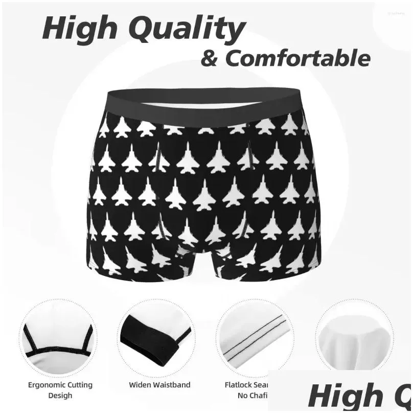 Underpants F-15 Fighter Underwear Aircraft Contour 3D Pouch Quality Trunk Custom DIY Boxer Brief Funny Males Panties Big Size