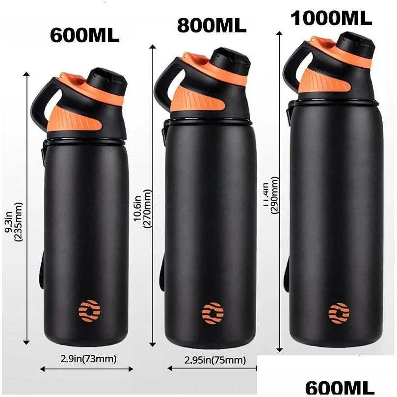 Thermoses FEIJIAN LKG Thermos Double Wall Vacuum Flask With Magnetic Lid Outdoor Sport Water Bottle Stainless Steel Thermal Mug Leak Proof