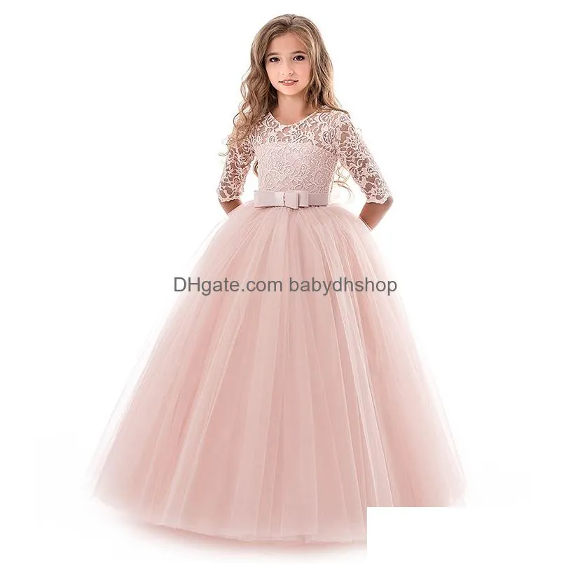 kids bridesmaid lace girls dress for wedding and party dresses evening christmas girl long costume princess children fancy 6 14y