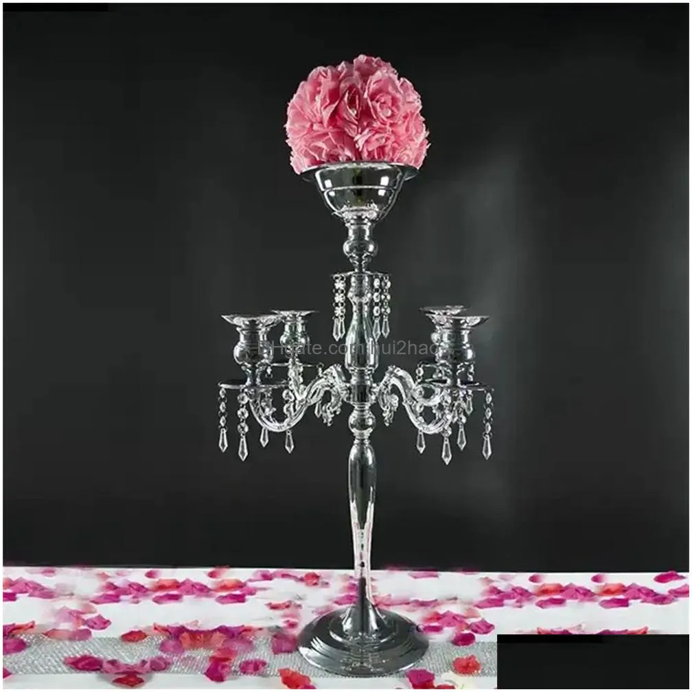 5 arms candlestick metal wedding party background decorationr wedding party decorative geometric acrylic black candelabra table flower stand centerpiece