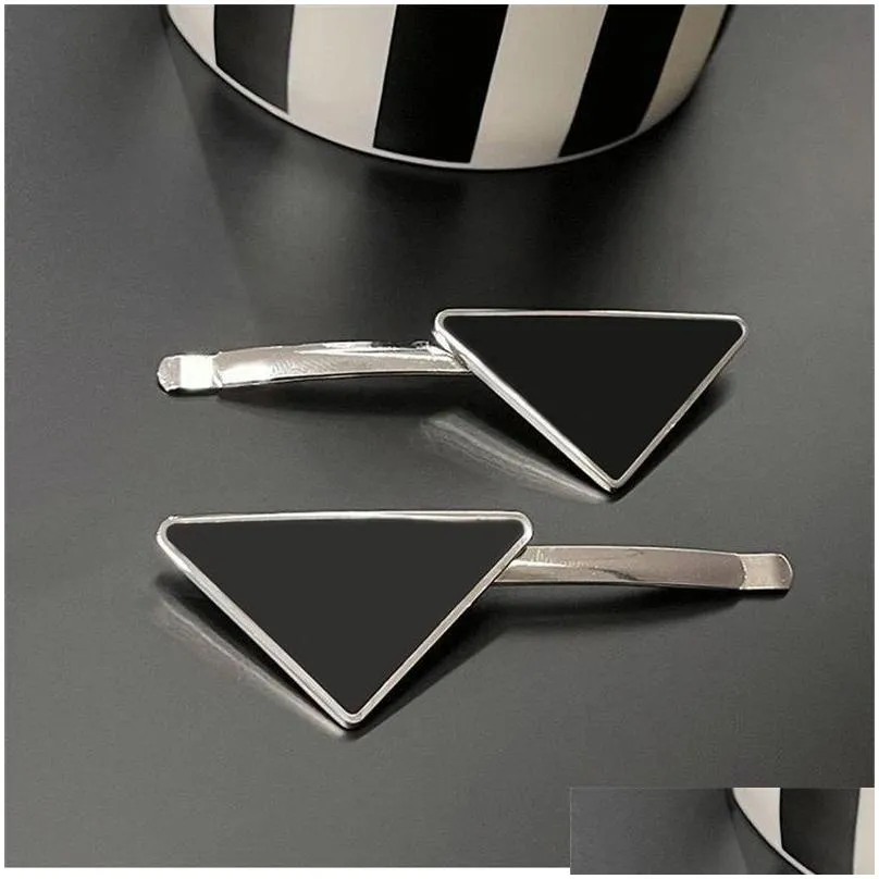 Hair Clips & Barrettes Clips Barrettes Metal Sided Triangle Hair Designer Enamel Special Cute Modern Style Teen Girls Hairpin Accesso Othn0