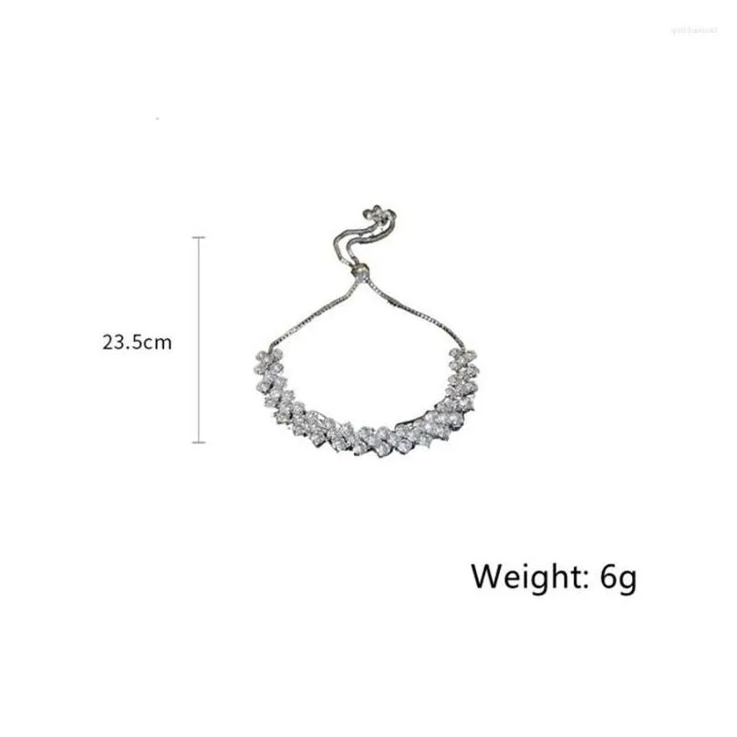 Chain Link Bracelets Fyuan Fashion Geometric Bracelet For Women Shiny Gold Color Chain Crystal Bangles Party Jewelry Drop Delivery Je Dhh3T