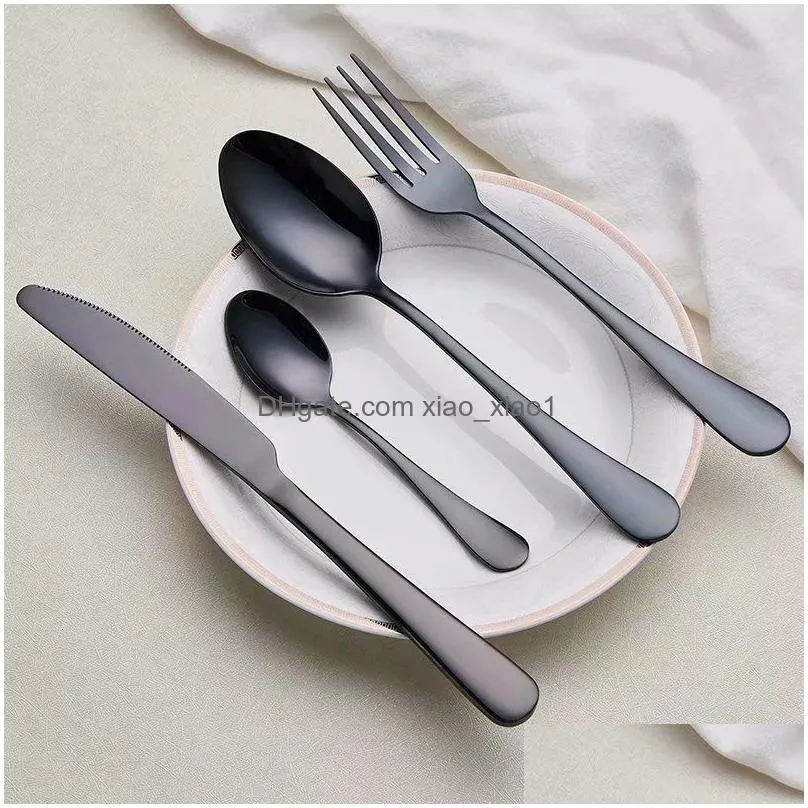 dinnerware gold flatware gold cutlery matte polish stainless steel 304 knife fork spoon wedding tableware silverware