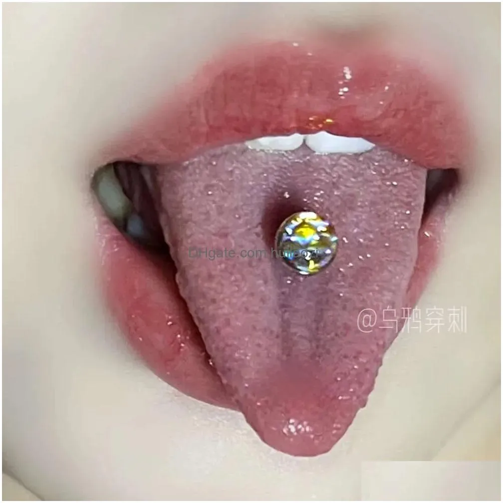 strongly recommend the 14g personalized spicy girl sweet cool egg white stone flat bottom tongue nail niche and non collision style