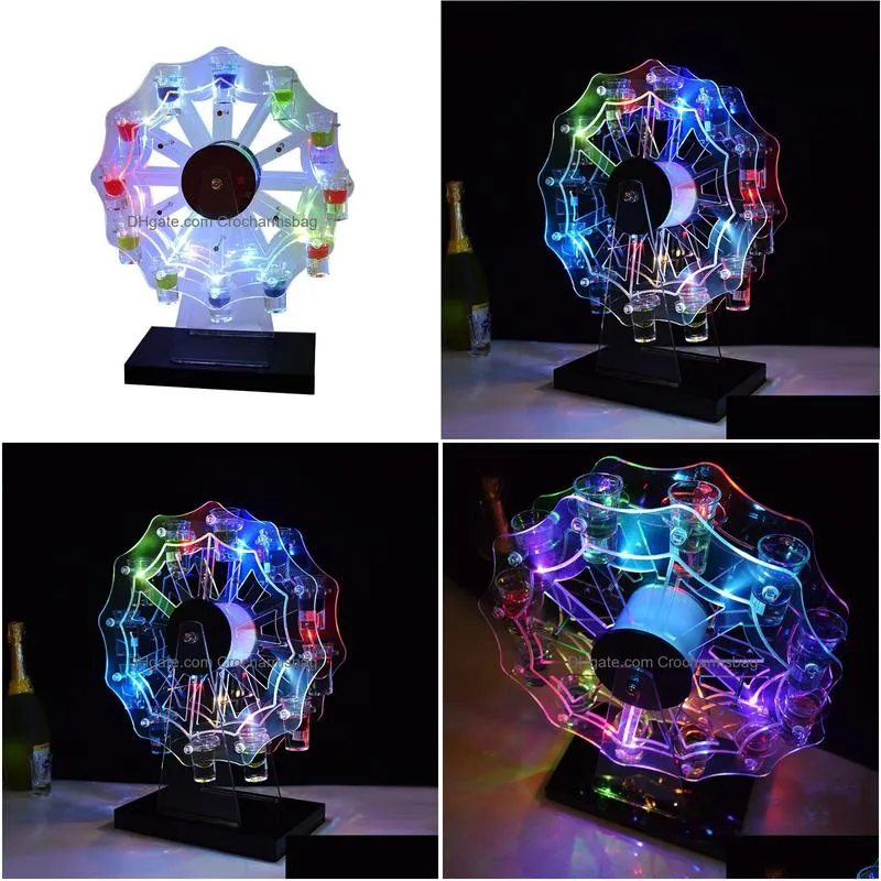 Other Event & Party Supplies Led Fashing Rechargeable Ferris Wheel Cup Holder With 12 Hole Party Bar Club Serving Tray Base Ks41 Drop Dhtlt