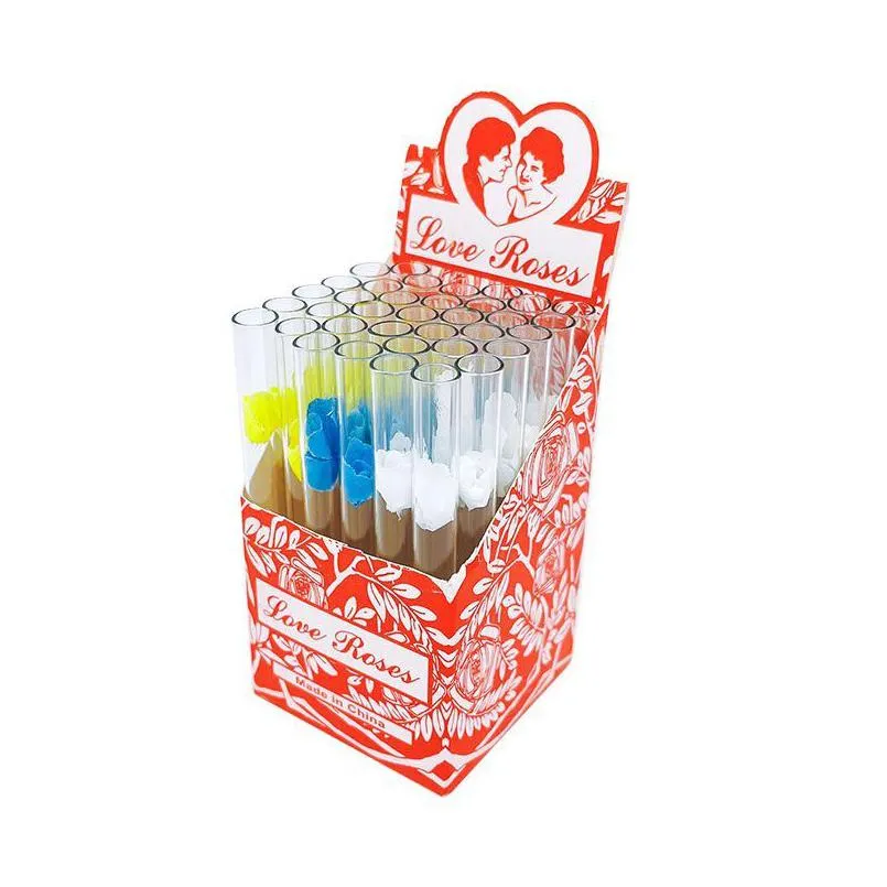 Smoking Pipes Bong Love Rose Glass Smoke Pipes With Plastic Flower Inside 36Pcs In One Box Tobacco Smoking Accessory Shisha Pen Dab Ri Dhlfx