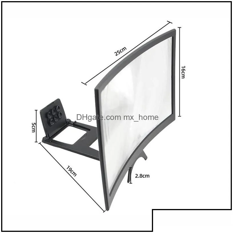 Other Home Garden 12 Inch Curved Phone Screen Amplifier Hd 3D Video Mobile Magnifying Glass Stand Bracket Foldab Dh87Z