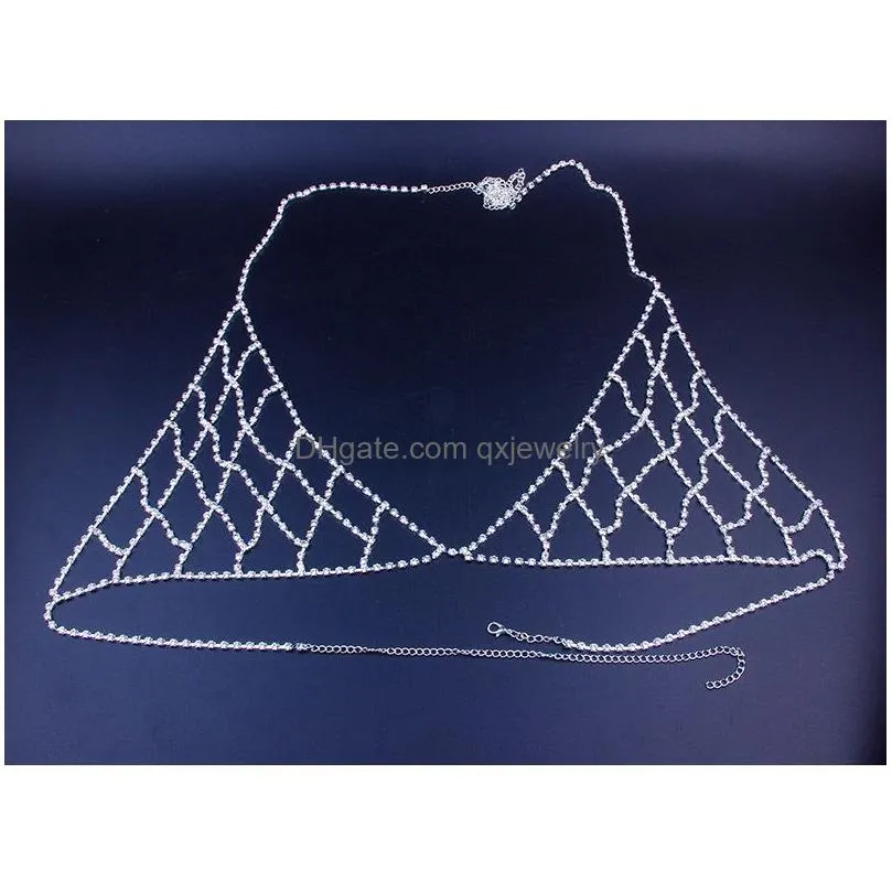 Pendant Necklaces Stonefans Bra Chain Crystal  Jewelry Shiny Chest Harness Bikini Women Necklace Drop T200508298F Drop Deliv Dhlky