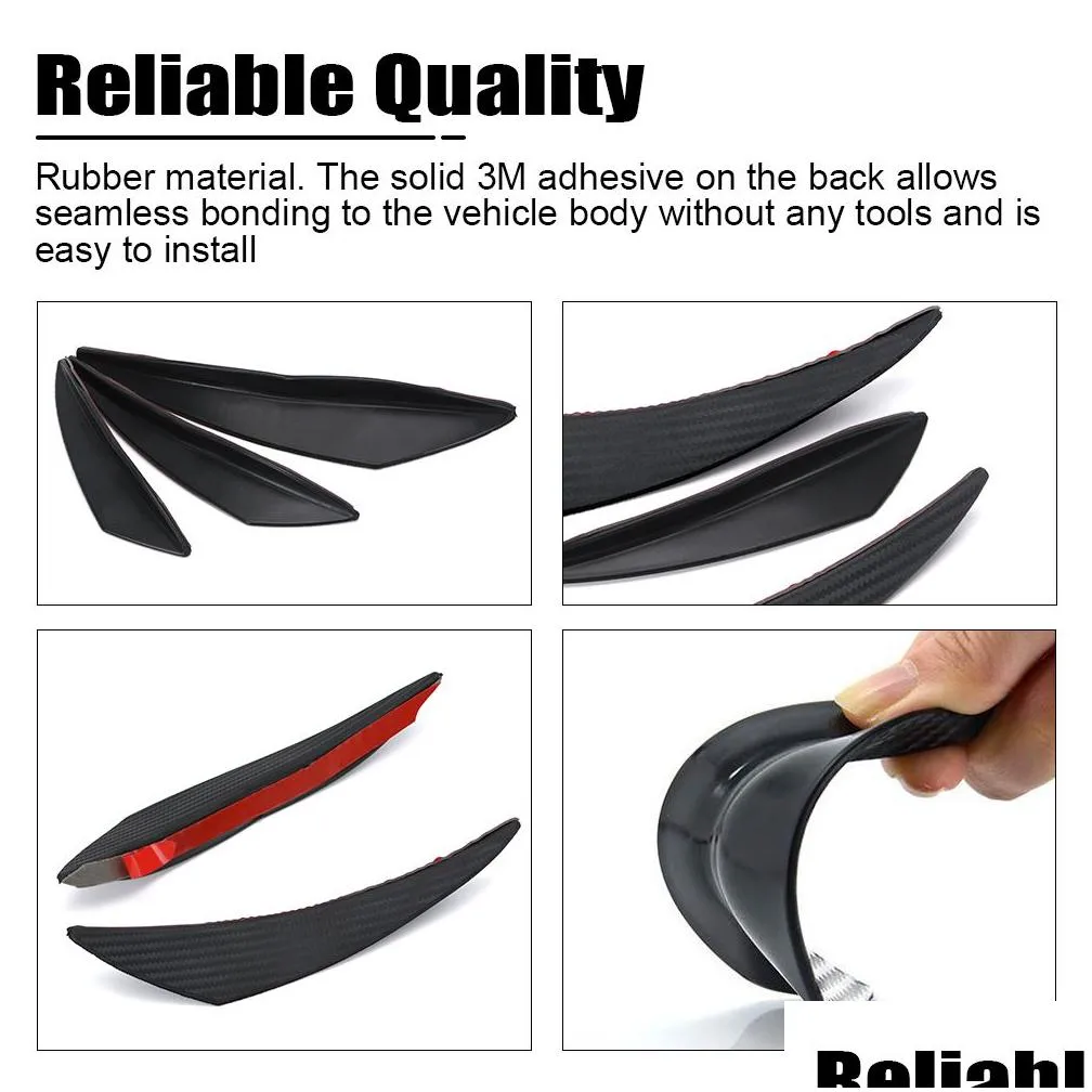 Bumpers Pqy - 6Pcs/Set Fit Front Bumper Lip Diffuser Splitter Fins Body Spoiler Canards Valence Chin Car Tuning Canard Pqy-Sfb05 Drop Dhgsa