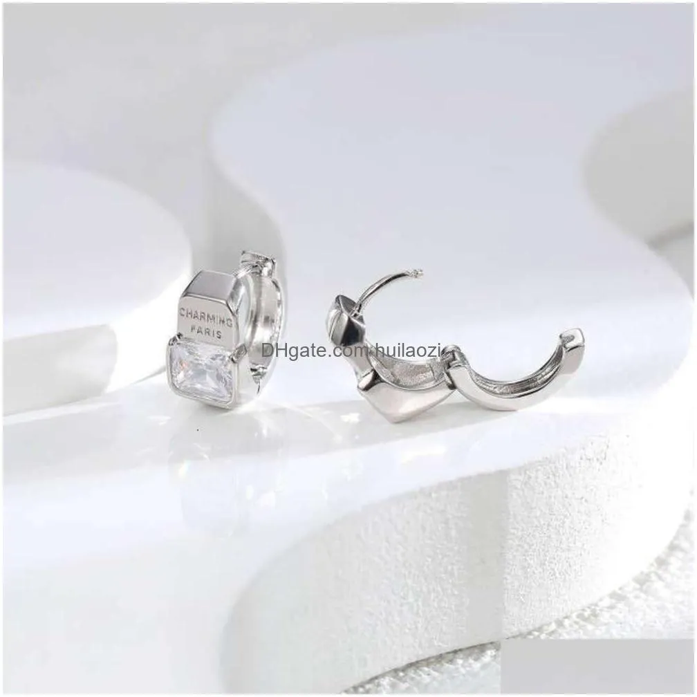 tiktok same style geometric high sense niche fashion accessories zircon earrings korean jewelry cool