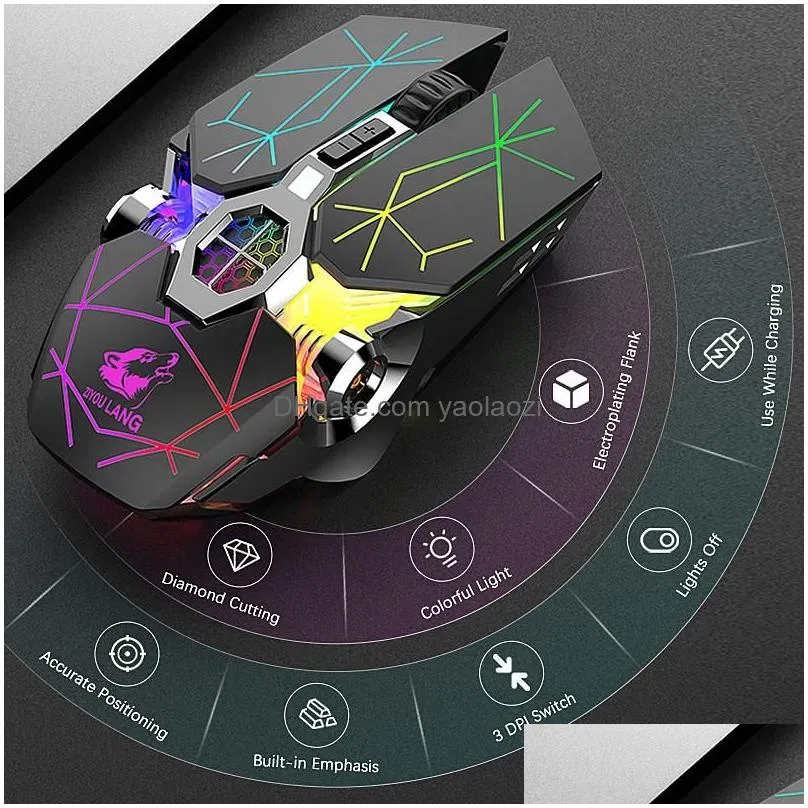 Mice Ziyou Lang X13 Wireless Rechargeable Game Mouse Mute Rgb Gaming Ergonomic Led Backlit Star Black13138239 Drop Delivery Dhltd