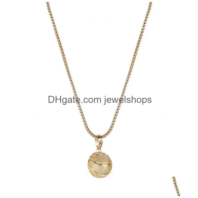 Pendant Necklaces Fashion Creative Basketball Football Soccer Pendant Necklace Gold Sier Plated Sports Necklaces For Women Men S Fans Dhqs6