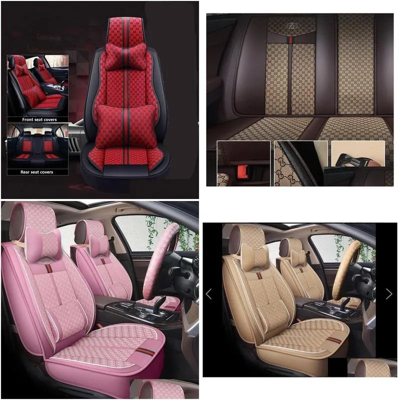 Car Seat Covers Autocovers For Sedan SUV Durable Leather Universal Set Five Seaters Cushion Mat Front And Back Multi Design