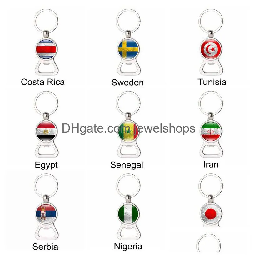 Key Rings Football Bottle Opener Key Chains With Country Flags Keyrings Beer Souvenir Spain Russia Germany Soccer Fans Keychains Jewe Dhbaz