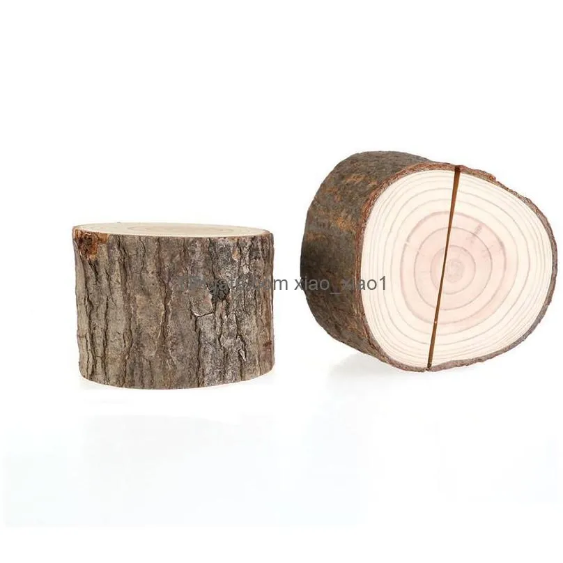 wooden name place card p o menu holder table natural tree stump number clip for wedding christmas party decoration