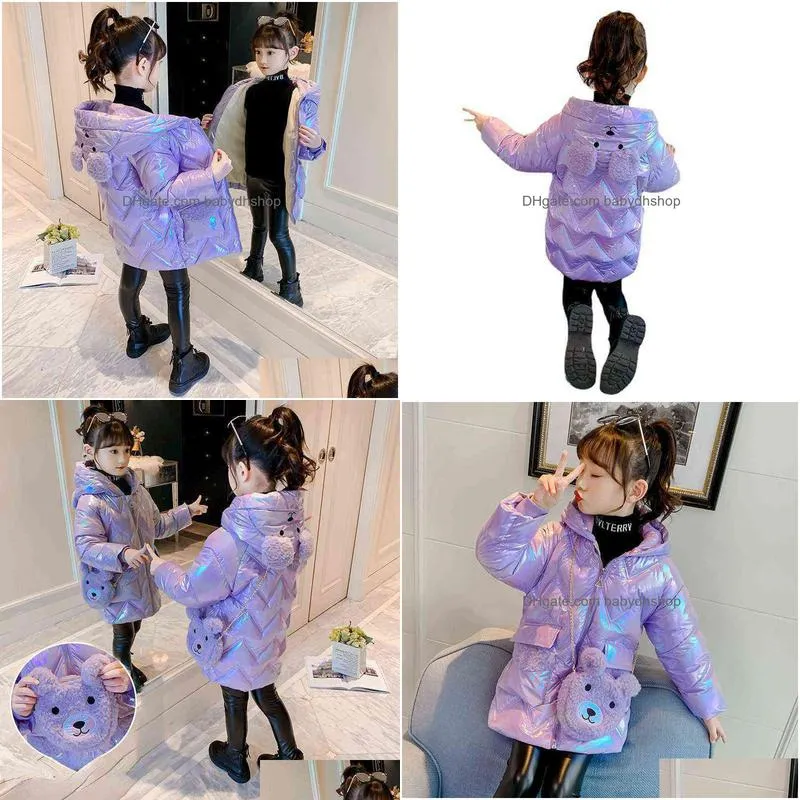 childrens winter down cotton jacket for girls waterproof coat thicken snowsuit kids clothes waterproof parka 3-14 year 211111