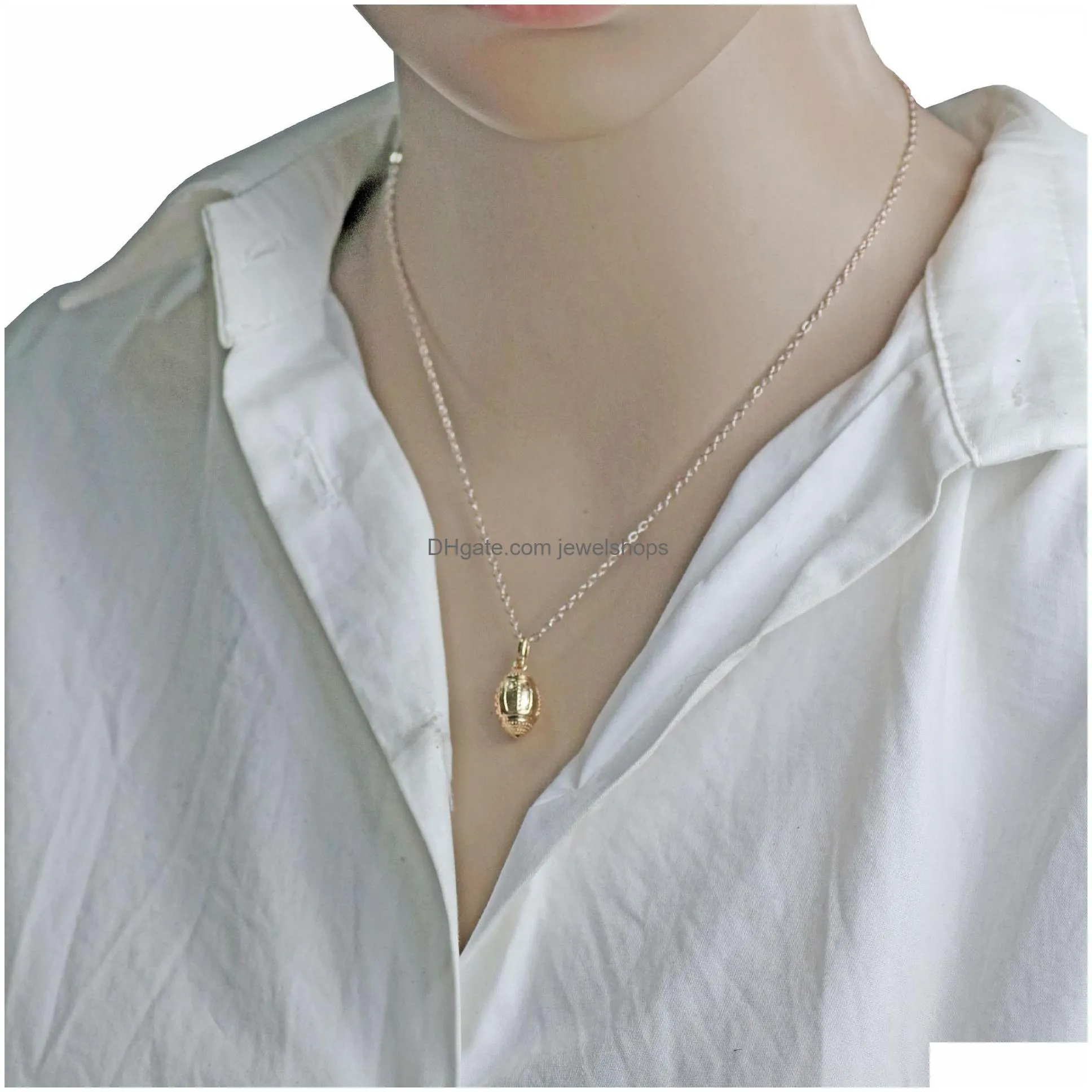 Pendant Necklaces 18K Gold American Football Sports Necklaces For Women Rugby Shape Pendant Chains Fashion Lovers Jewelry Gift Drop De Dh4Wt