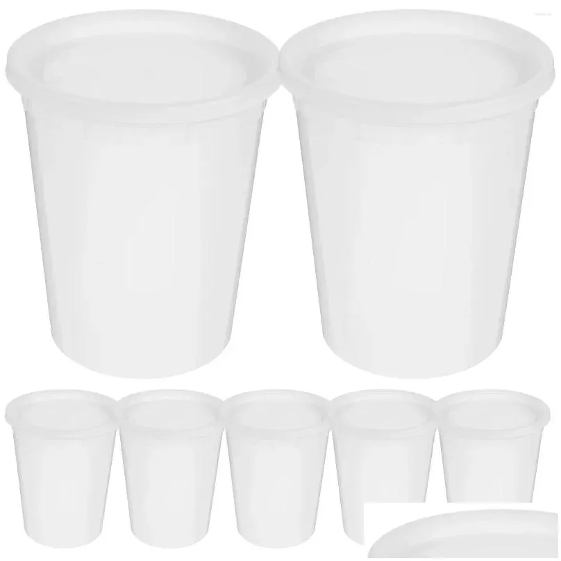 Storage Bottles 20 Sets Disposable Plastic Cups Takeout Soup Containers Portion Measuring To Go Bowls Food Covers Porridge Leakproof