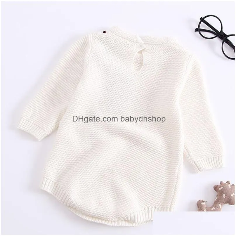 0-3 yrs knitted autumn born long-sleeve knit infant romper jumpsuits baby girls clothes 210417