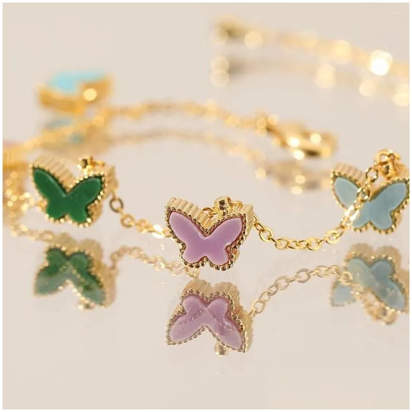 Chain Link Bracelets Fashion Women Adjustable Bracelet Butterfly Shape Colorf Resin Party Jewelry Accessory Drop Delivery Jewelry Bra Dhphq