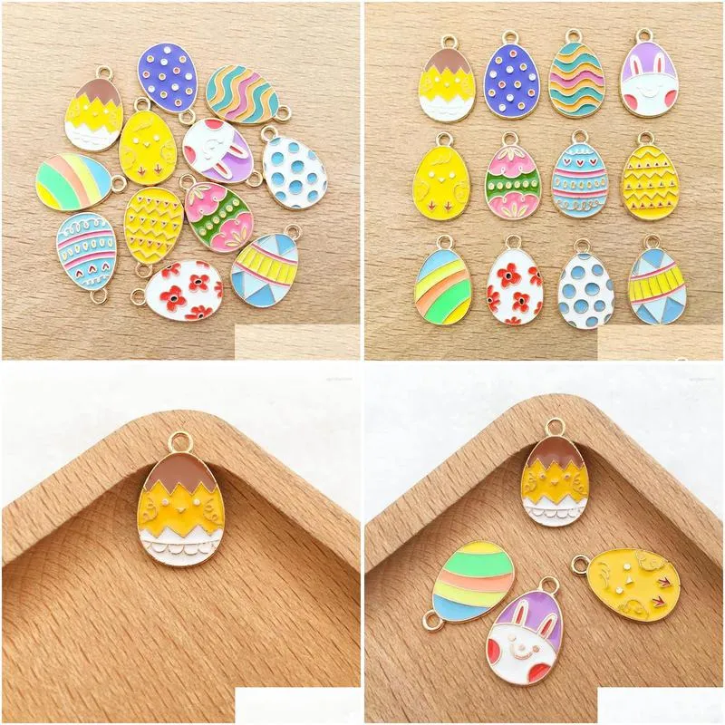 Charms 10Pcs Colorf Cartoon Animal For Jewelry Making Dinosaur Easter Egg Pendants Diy Necklaces Earrings Drop Delivery Dh9Tj