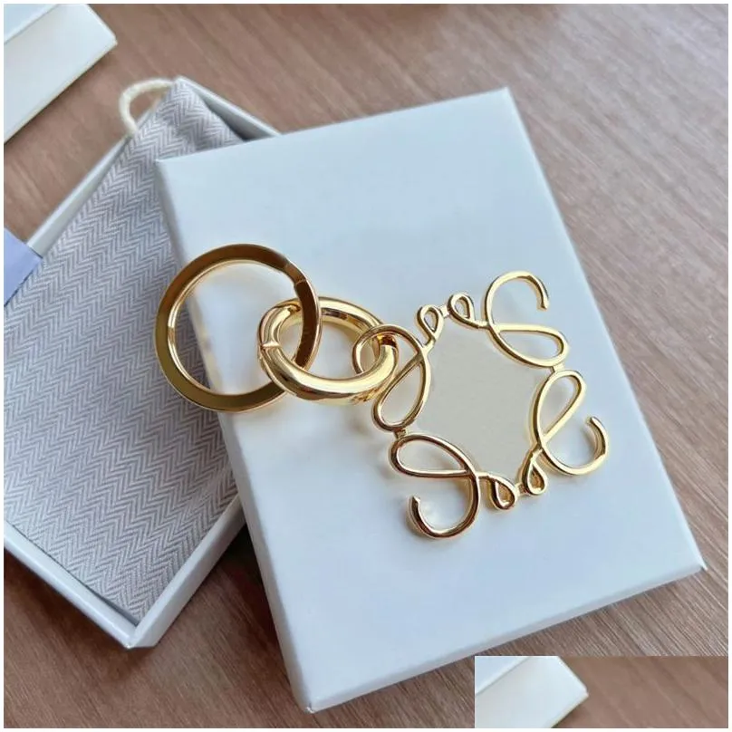 Keychains & Lanyards Designers Key Chain Portachiavi Gold Fashion Keyring Glaze Designer Keychain Luxury Bag Charm Pants Pendant For Dhaxk