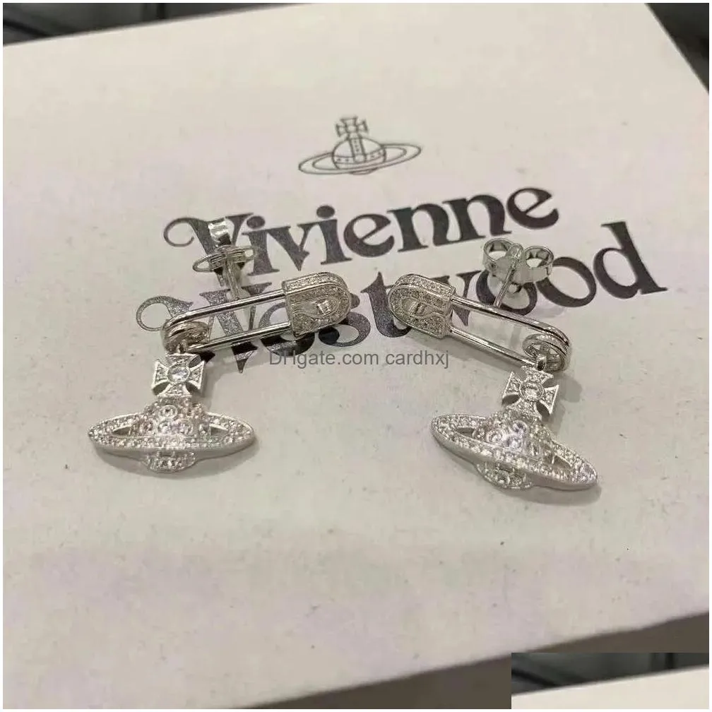 Stud Empress Dowager Dowagers Pins Viviene Westwood Earrings Womens Classic Series Temperament Long Drop Delivery Jewelry Earrings Dhsli