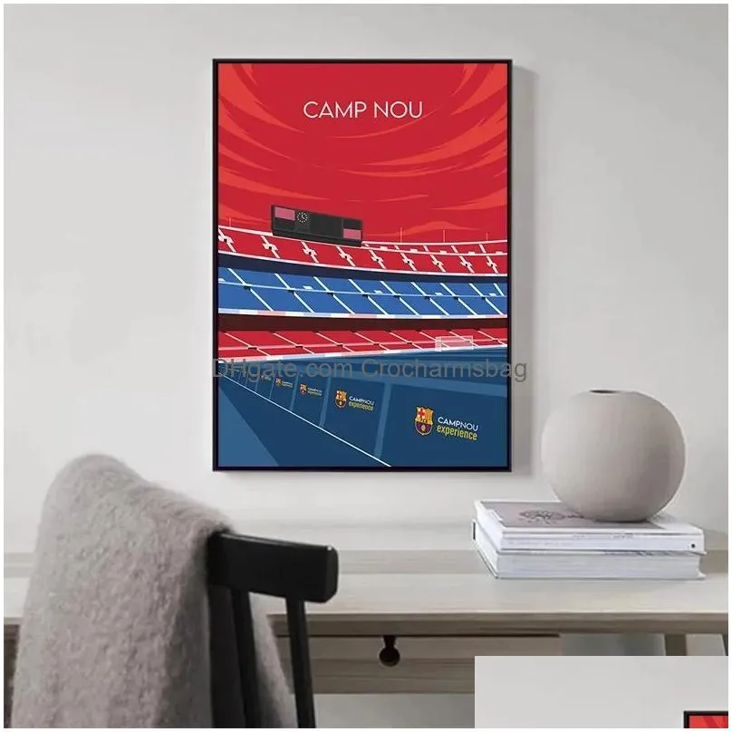 Paintings Sports Venue Canvas Painting Football Field Cricket Wall Art Nordic Poster And Print Cartoon Pictures For Teen Room Decor Gi Dhrvb